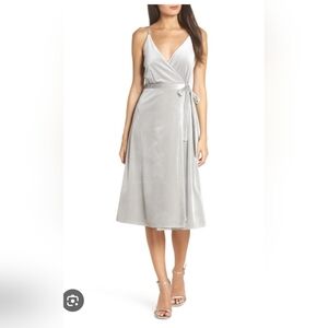 Ali And Jay Baby Love Elegant Silver Gray Velvet Wrap Dress